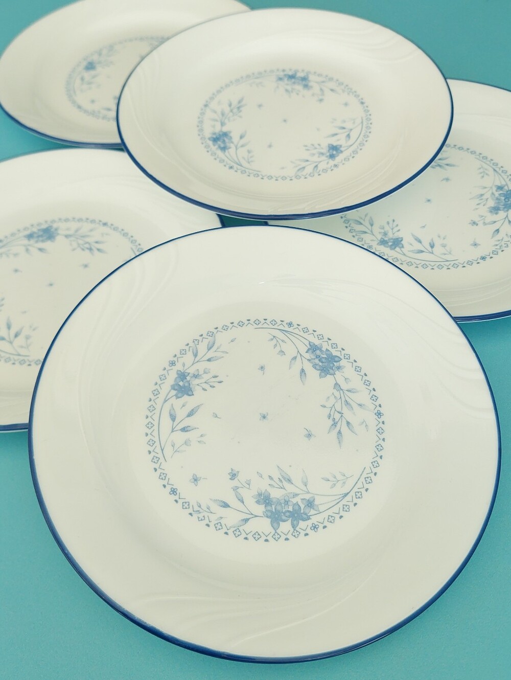 Vintage Corelle by Corning Celestial Blue Plates – Set of 5